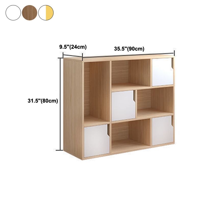 Engineered Wood Shelf Bookcase With Cabinets Rectangular Bookshelf
