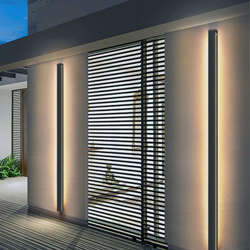 Modern Aluminum Wall Light Black Straight Shape LED Wall Sconce for Outdoors