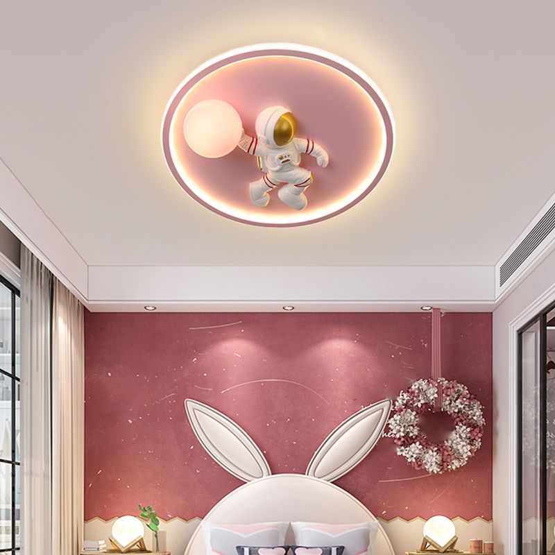 Luz de techo empotrada de 1 luz de metal con montaje empotrado LED de dibujos animados circulares para habitación infantil