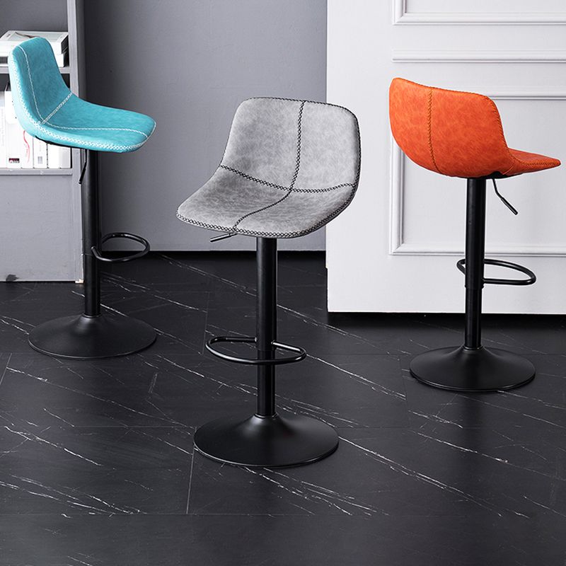 Contemporary Metal Barstool Low Back Faux Leather Barstools in Matte Finish Home