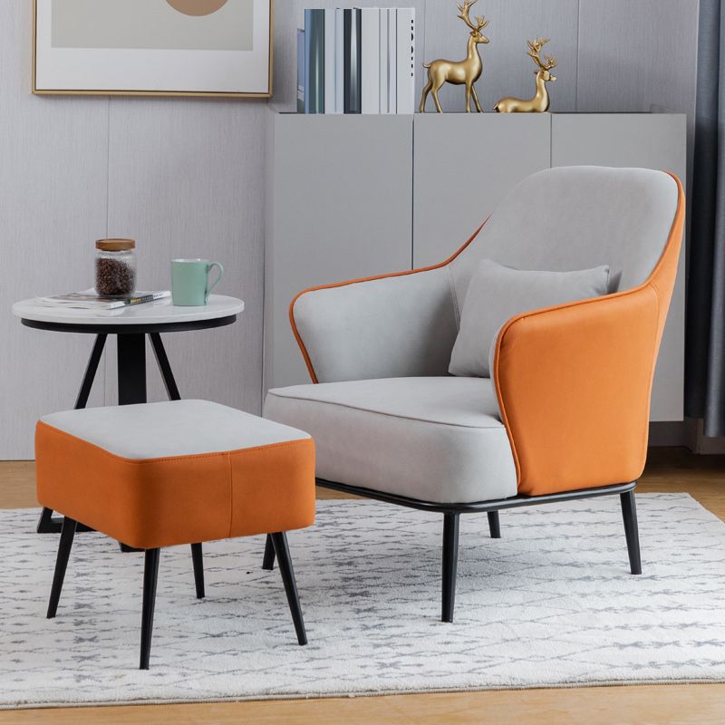 Modern Armchair Solid Color Pillow Back Basic Four Legs Chair