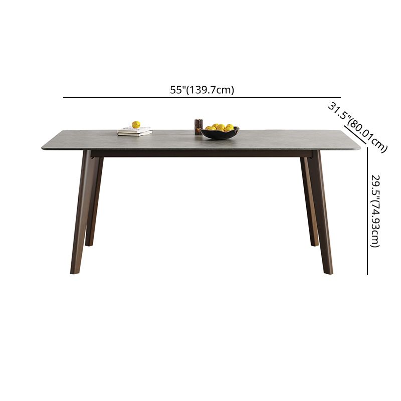 Contemporary Sintered Stone Top Standard Dining Set Rectangle Gray Dining Set for Kitchen