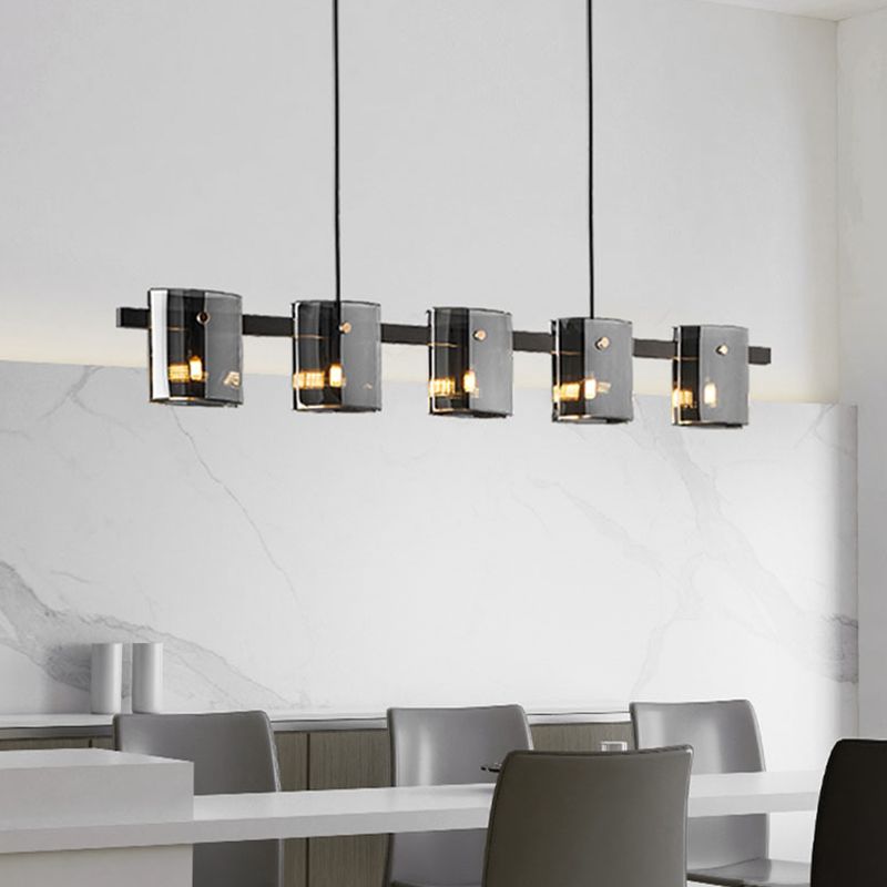 Glass Multi - Head Kitchen Island Light Modern Pendant Ceiling in Black / Gold