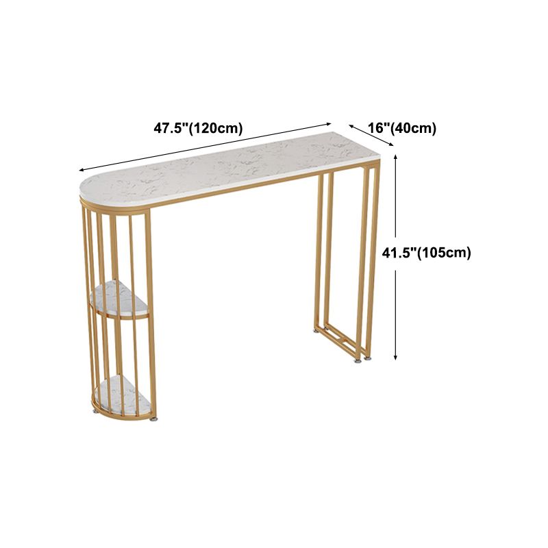 Rounded Corners Top Cocktail Bar Table Industrial Style 42-inch Height Gold Base Bar Table