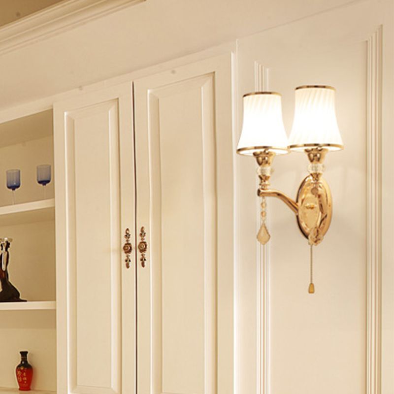 Geometric Shade Multi Lights Glass Wall Lighting Modern Style Wall Mounted Lighting in Gold
