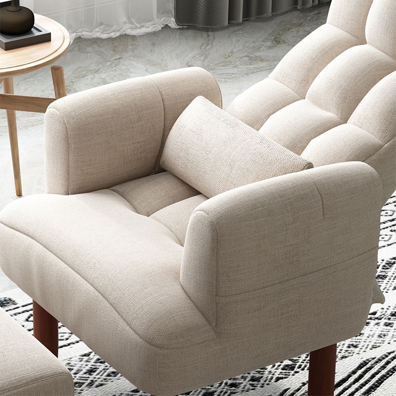 27.55"W Linen Square Arms Convertible Chair with Biscuit Back and Basic Four Legs