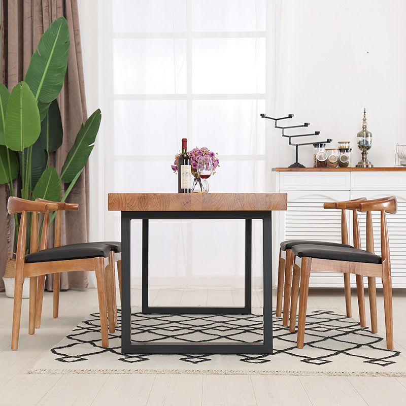 Industrial 1/4/5/7 Pieces Furniture Solid Wood Rectangle Dining Table Set in Brown