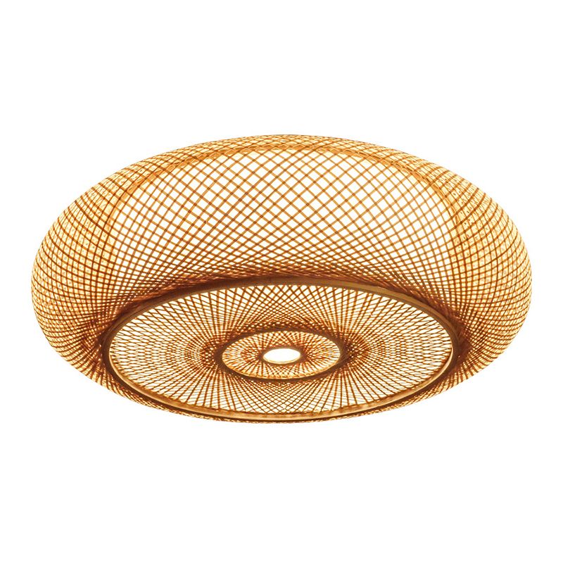 Simple Flush Mount Ceiling Light Fixtures LED Ceiling Lamp with Bamboo Shade