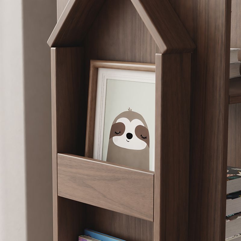 Modern Style Open Back Bookshelf Wooden Vertical Bookcase with Rectangular Shelves