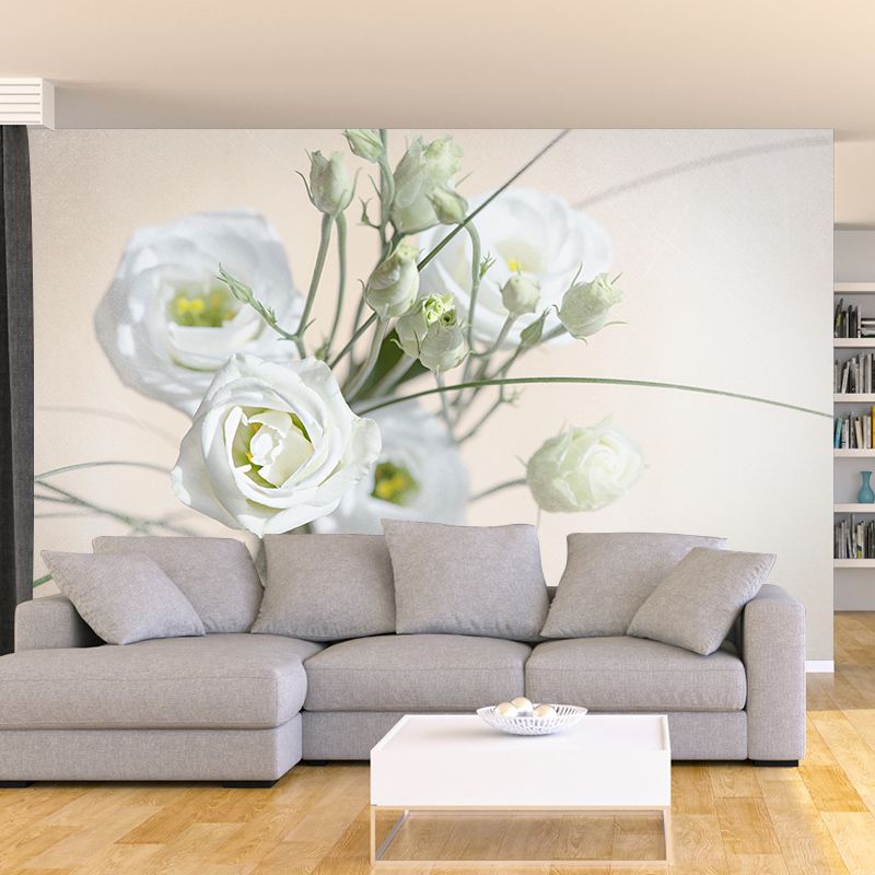 Lisianthus Flower Wall Decor Mural Moisture Resistant Living Room Wall Covering