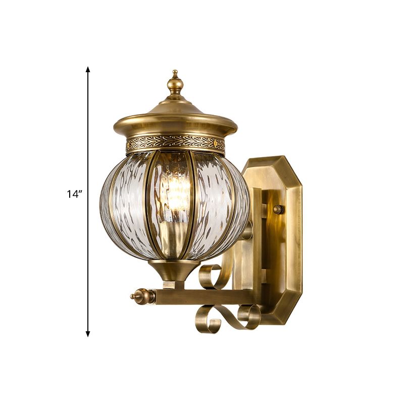 Metal Gold Sconce Light Fixture Global 1 Head Traditional Wall Mount Lamp for Porch