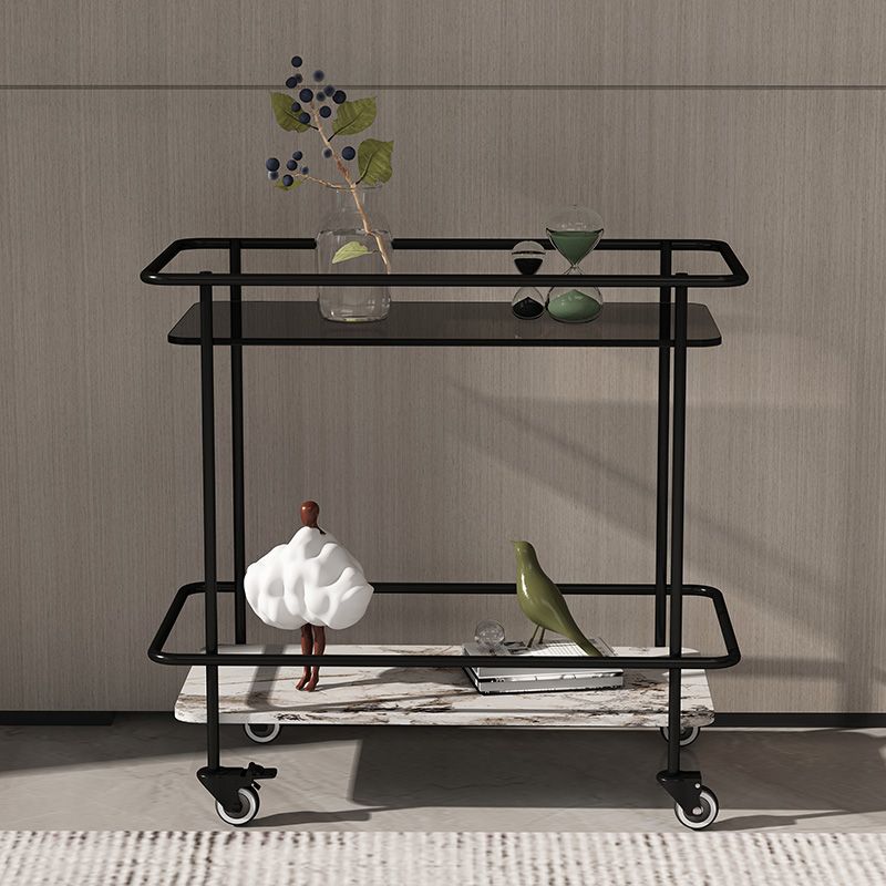 23.62" Tall 4 Legs Side Table Modernistic Metal Side End Snack Table