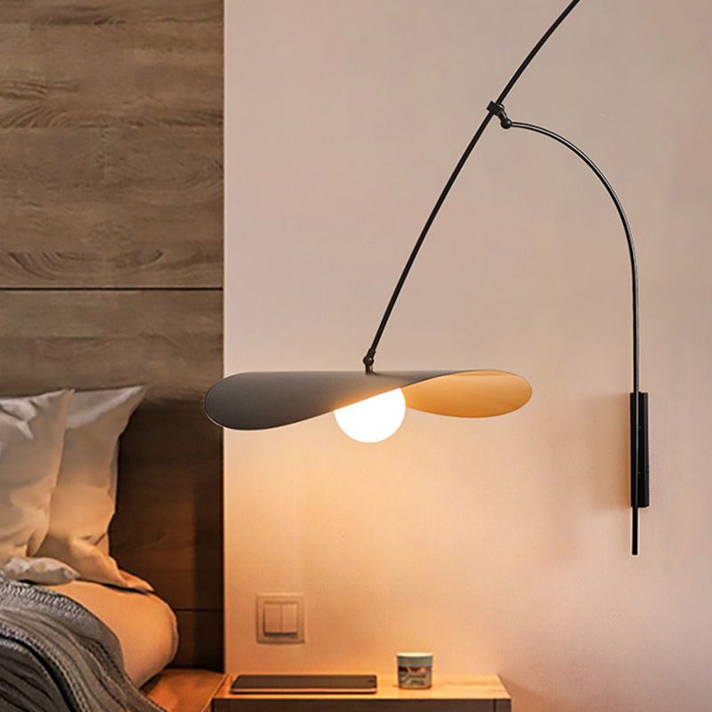 Nordic Style Metal Wall Sconce Adjustable Hat Shape Wall Light for Living Room