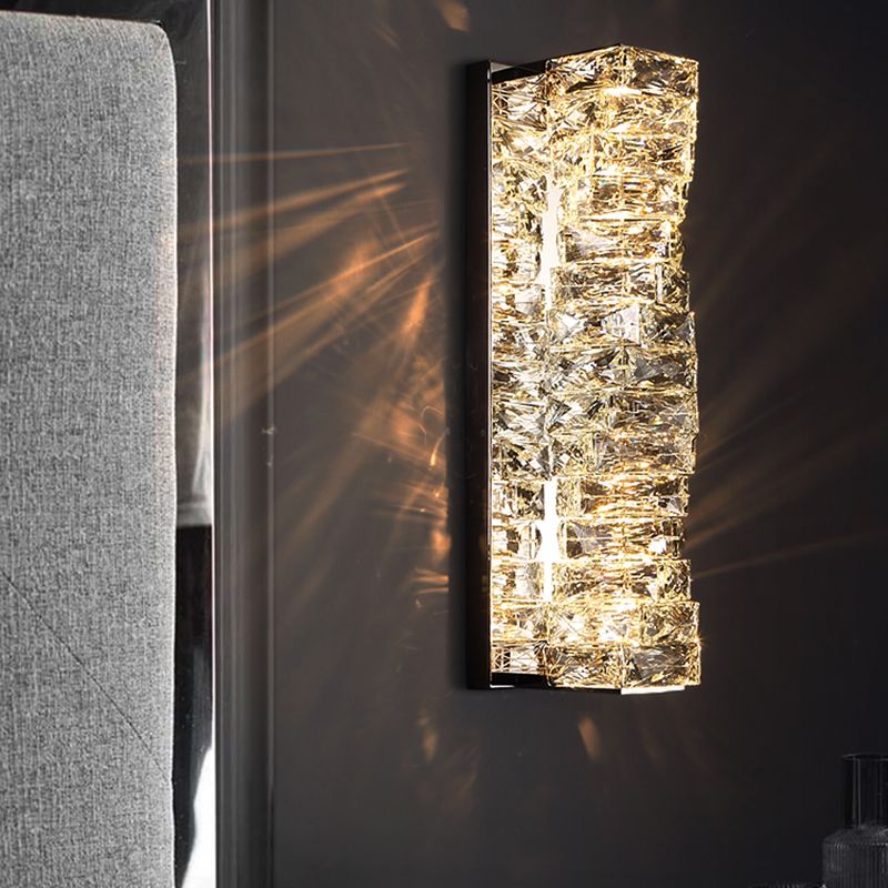 Luz de pared de acero inoxidable moderna Luz de pared geométrica apliques con cristal para sala de estar
