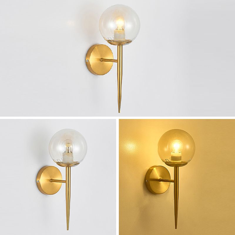 Modern Style Ball Shade Wall Light Glass 1 Light Sconces in Gold for Living Room