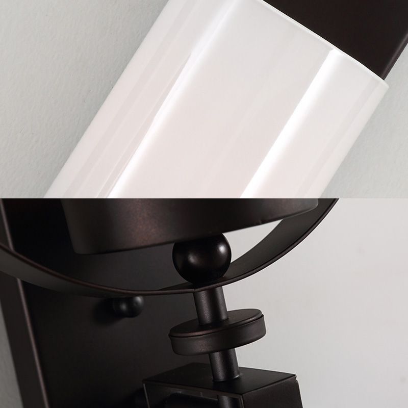 1 Glühbirnenzylinderbeleuchtung Industrielles schwarzes Opal -Glaswand -Leuchte für Wohnzimmer
