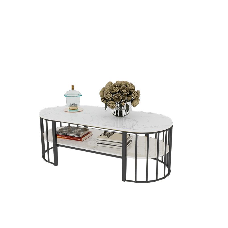 Glam Marble Coffee Cocktail Table Frame Oval Coffee Table for Living Room