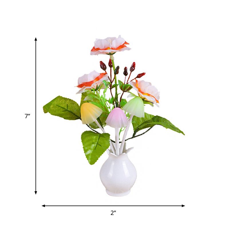 Bloemvaas Plastic plug-in Night Light Modern roze en groene LED-wandlamp in veelkleurig licht