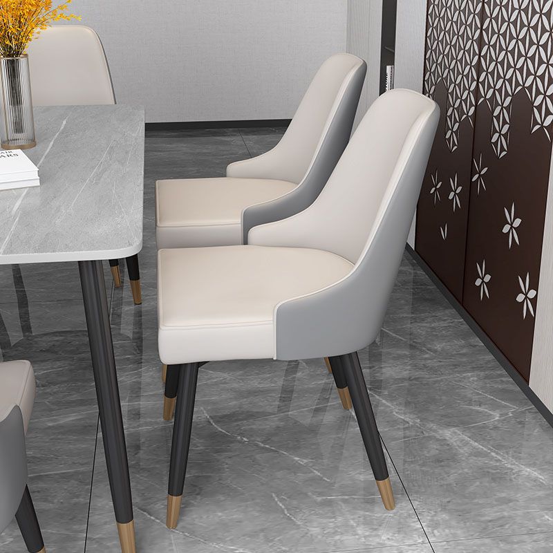 Sillas de comedor sin brazos tapizadas de diseño escandinavo con respaldo sólido que cena la silla lateral