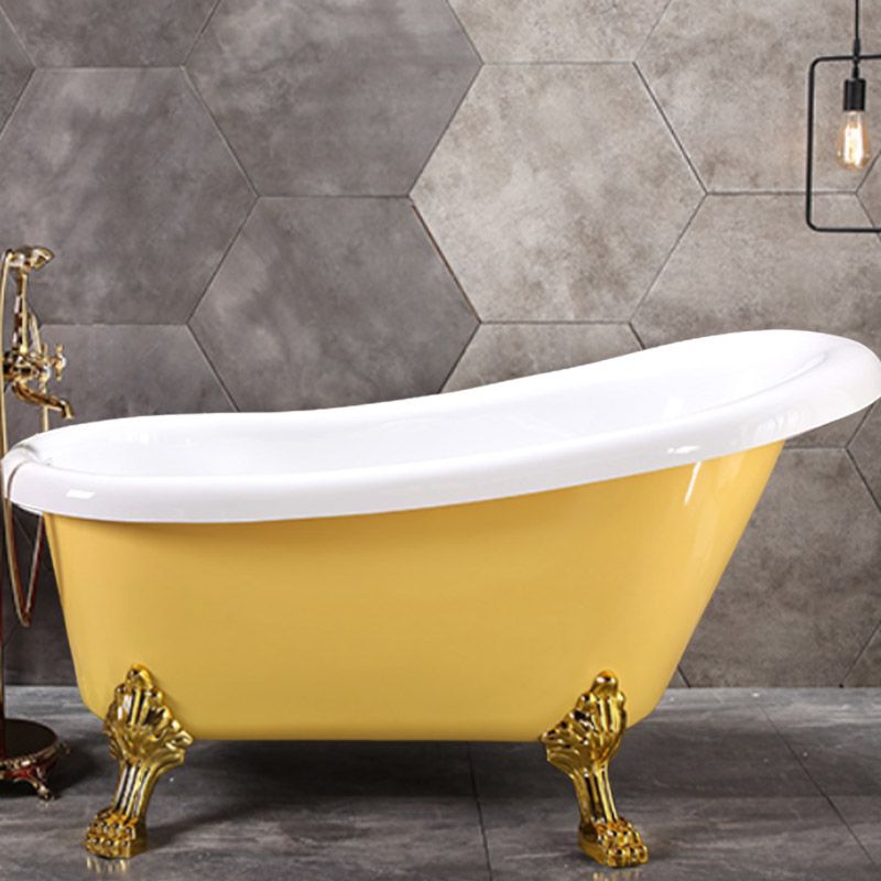 Modern Acrylic Bathtub Back to Wall with Golden Feet and Drain Bath Tub for Bathroom