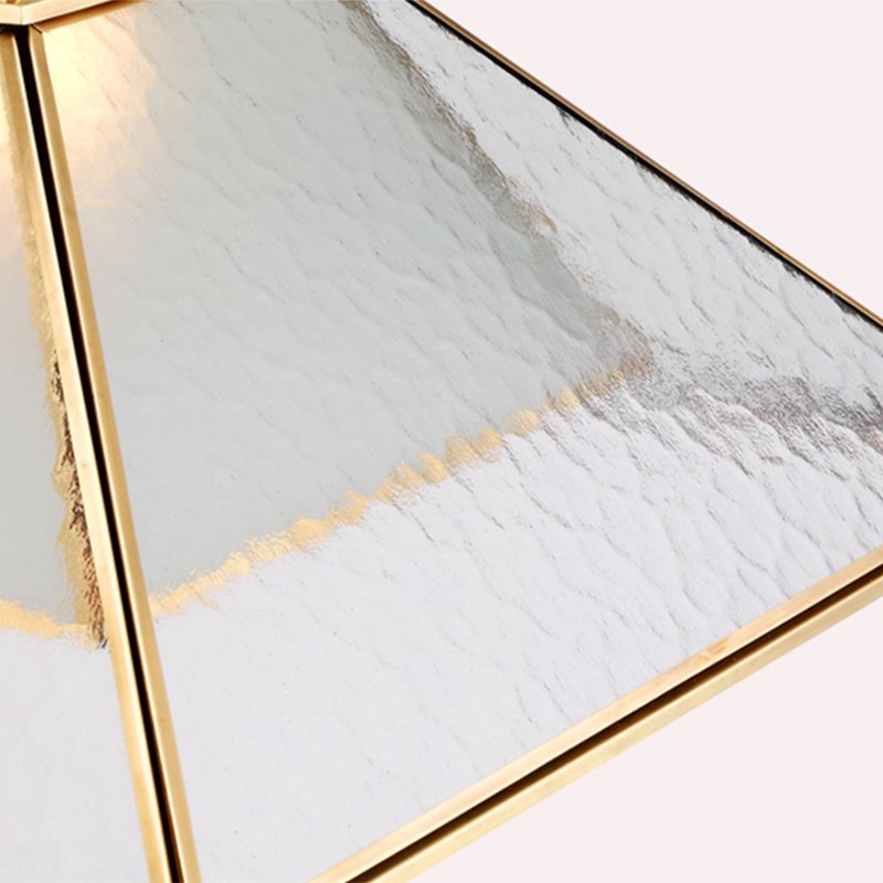 Retro Double Tower Shape Hanging Lighting 1 Light Water Glass Ceiling Lamp Fixture in Gold