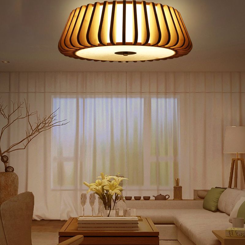 Taps toelopend inbouwlicht modernisme bamboe 19,5"/23,5" breed 1 lamp houten plafondmontage armatuur