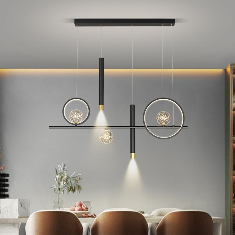 Nuove moderne idee di illuminazione dell'isola a led in metallo Lampada lampadario lineare per sala da pranzo