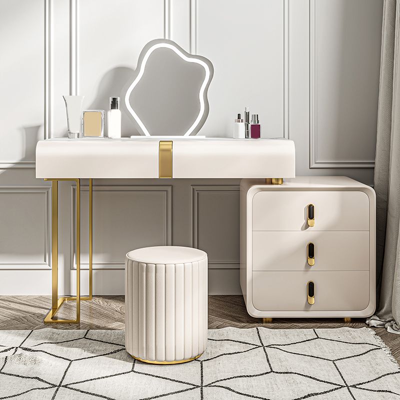 Glam Slate Top Makeup Vanity Desk Table 30.7" Tall Beige Dressing Table