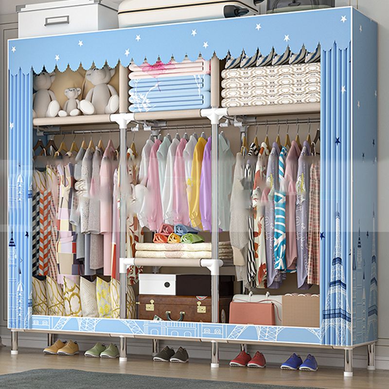 Metal Frame Wardrobe Armoire Contemporary Style Home Wardrobe