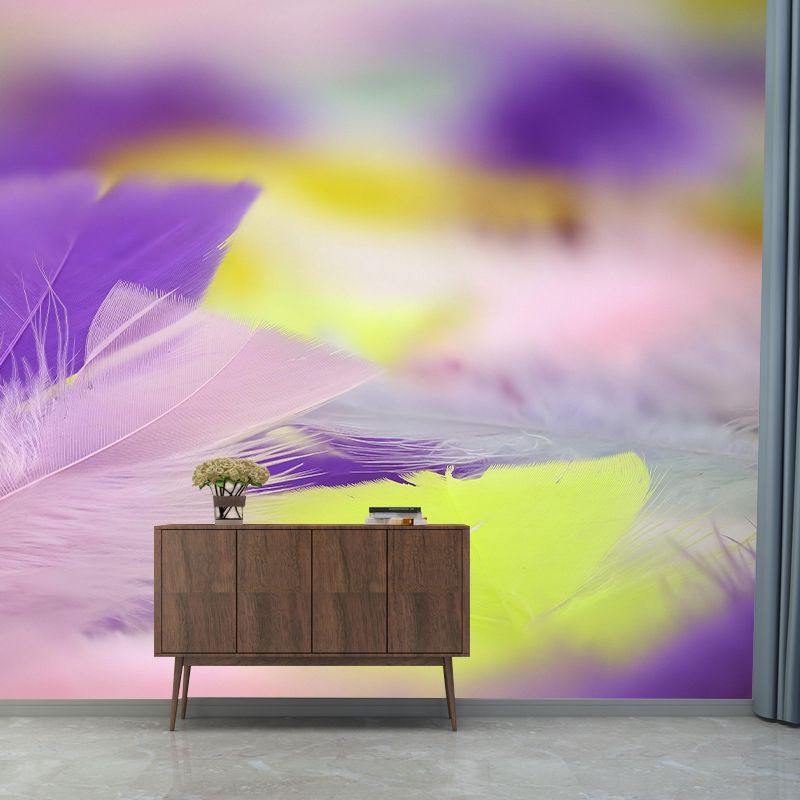 Mildew Resistant Bird Feather Mural Wallpaper Decorative Wall Art for Backsplash
