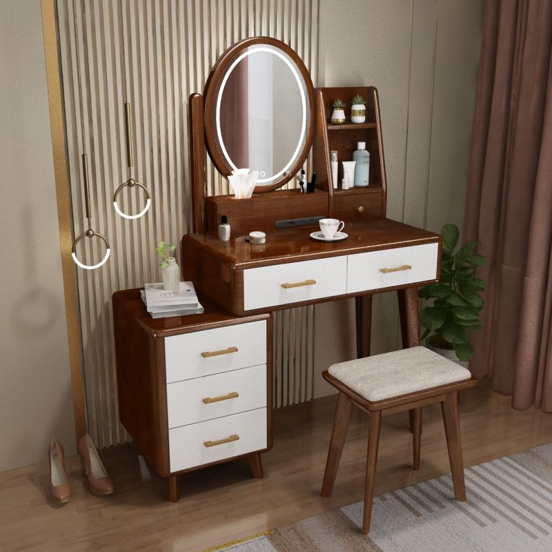 Traditions Dressing Table Cherry Bedroom Lighted Mirror Standing Make-up Vanity