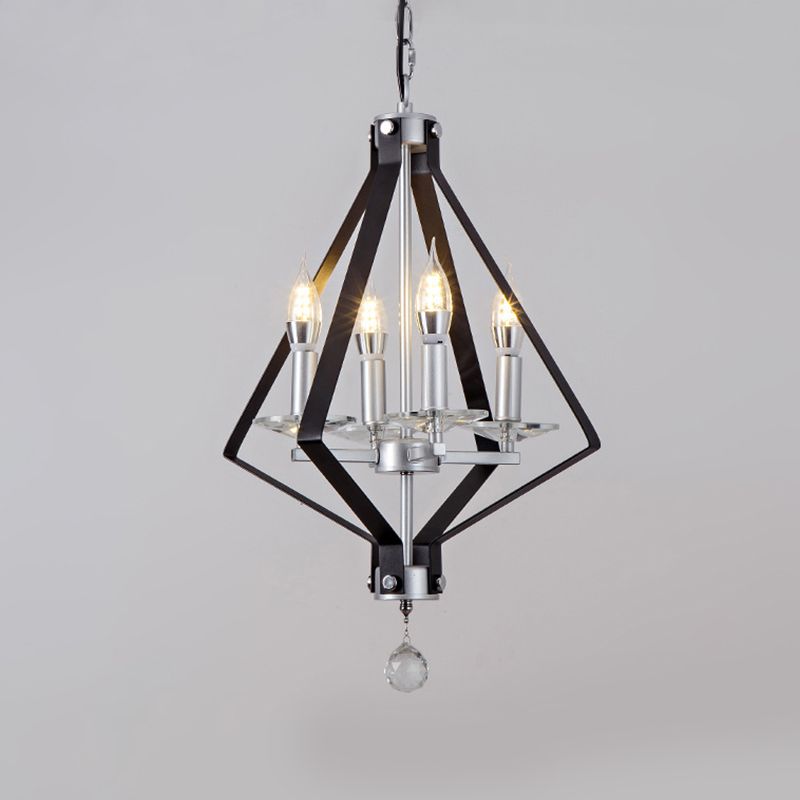 Chandelier géométrique Metal industriel 4 lumières Pendant le lustre pour salle à manger