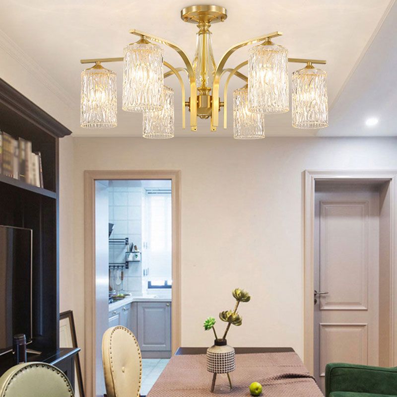 Light Luxury Crystal Ceiling Lamp Cylinder Shape Ceiling Light for Bedroom