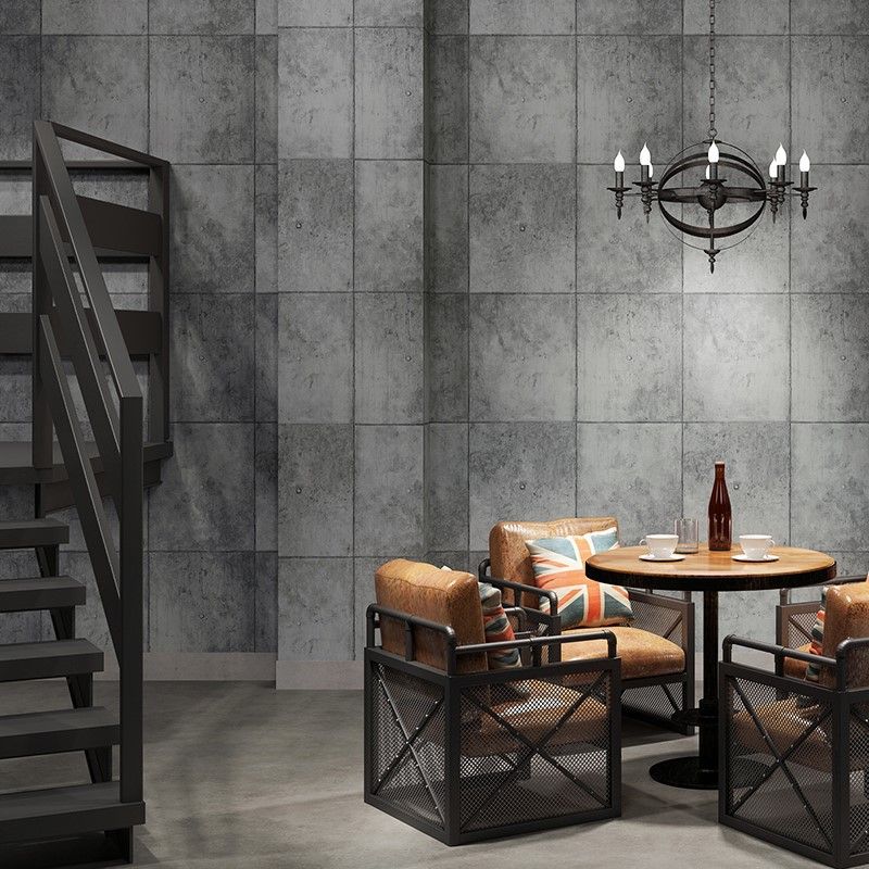 Cement and Rectangle Tiles Wallpaper Non-Pasted , 33'L x 20.5"W
