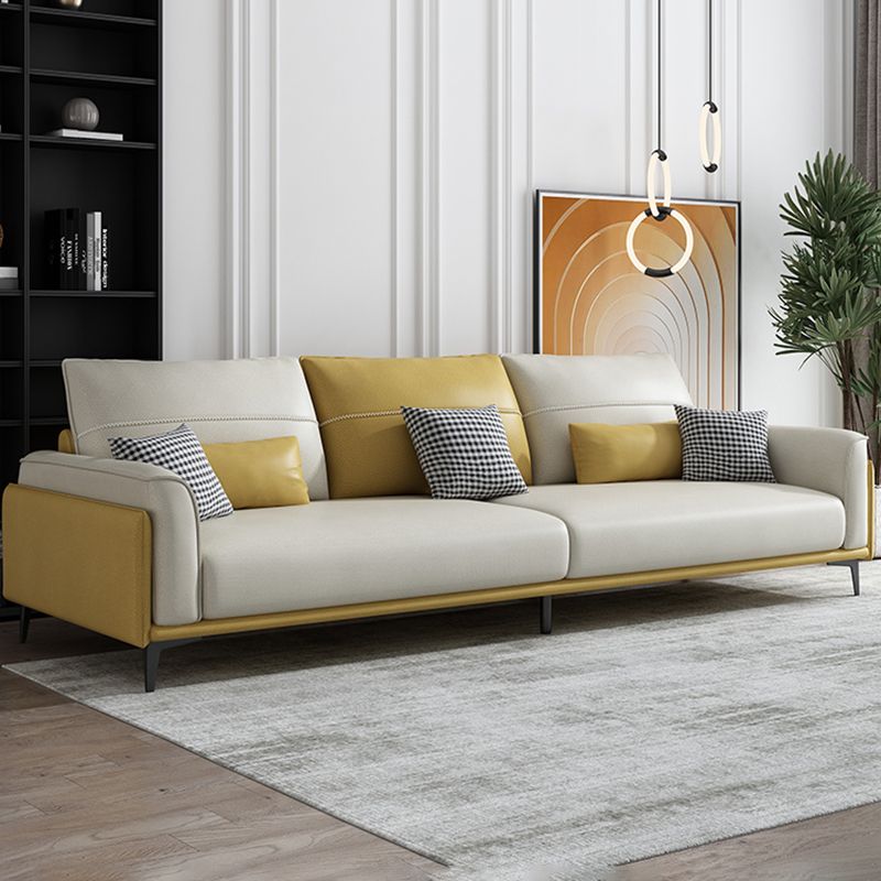 Stain Resistant Slipcovered Faux Leather Flared Arm White Seating