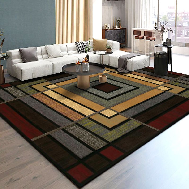 Gray Modern Rug Polyester Leaves Rug Non-Slip Backing Rug Washable for Home Decor