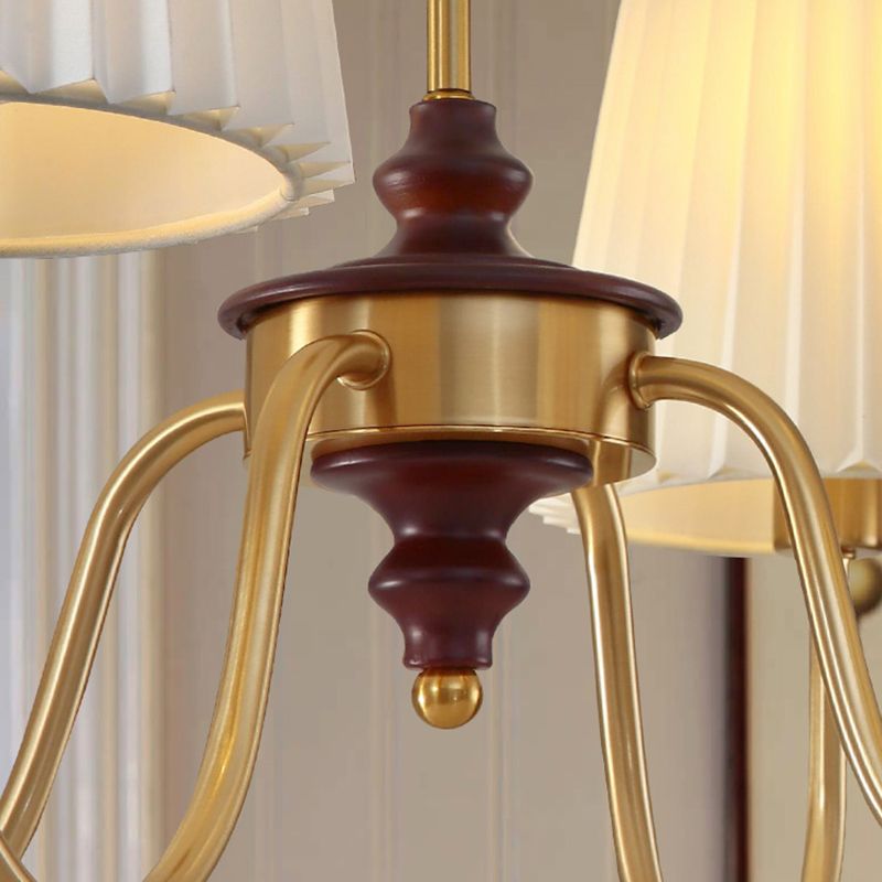 French Style Ceiling Light Cylinder Shape Ceiling Lamp with Fabric Shade for Bedroom