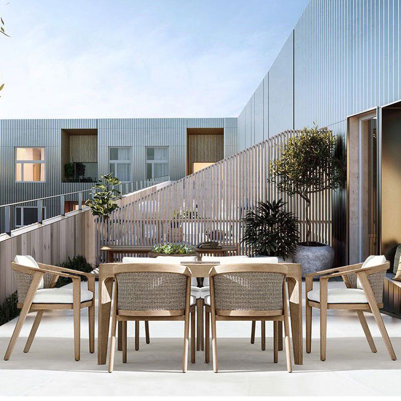 Contemporary Teak Patio Dining Chair Upholstered Outdoor Chair