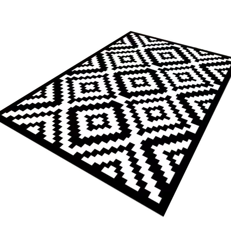Polyster Contemporary Geometric Print Indoor Rug Non-Slip Backing Rectangle
