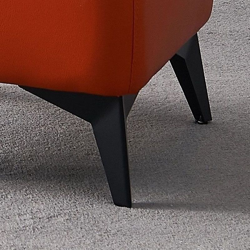 Mid Century Modern Pouf Ottoman Faux Leather Rectangle Ottoman with Chair Legs