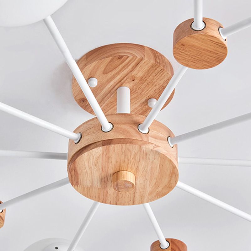 Araña de vidrio de leche opaca dorada para la sala de estar de vestíbulo dormitorio