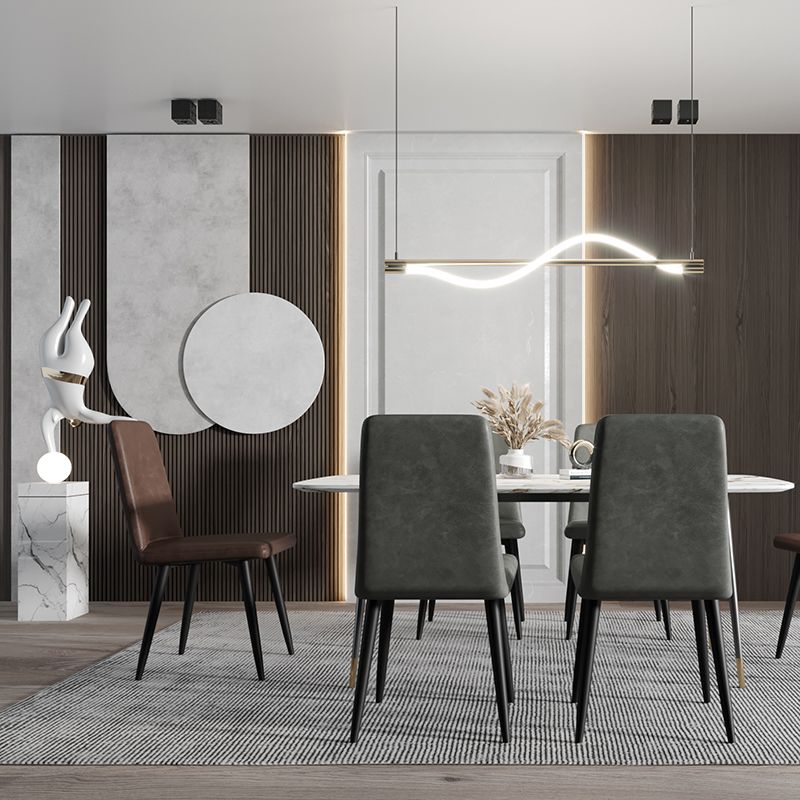 Les chaises contemporaines de salle à manger en métal ont tapissé la chaise de salle à manger de tissu de toile pour l'usage à la maison