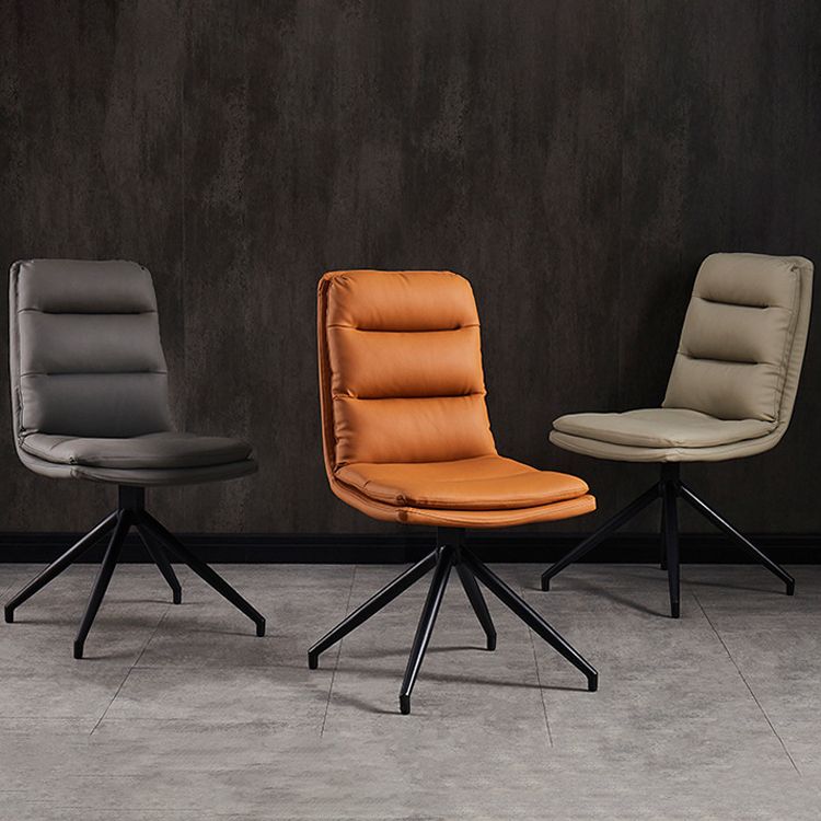 Contemporary Dining Room Side Chairs Matte Finish Leather Parsons Armless Chair