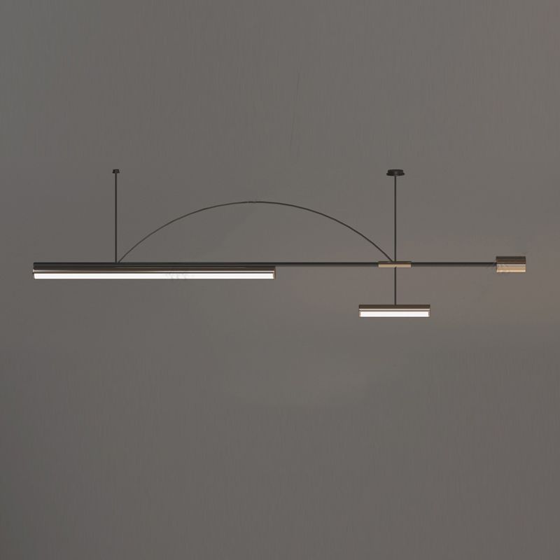 Post Modern Kitchen Island Fixture LED Metal Ceiling Pendant in Black & Gold Finish