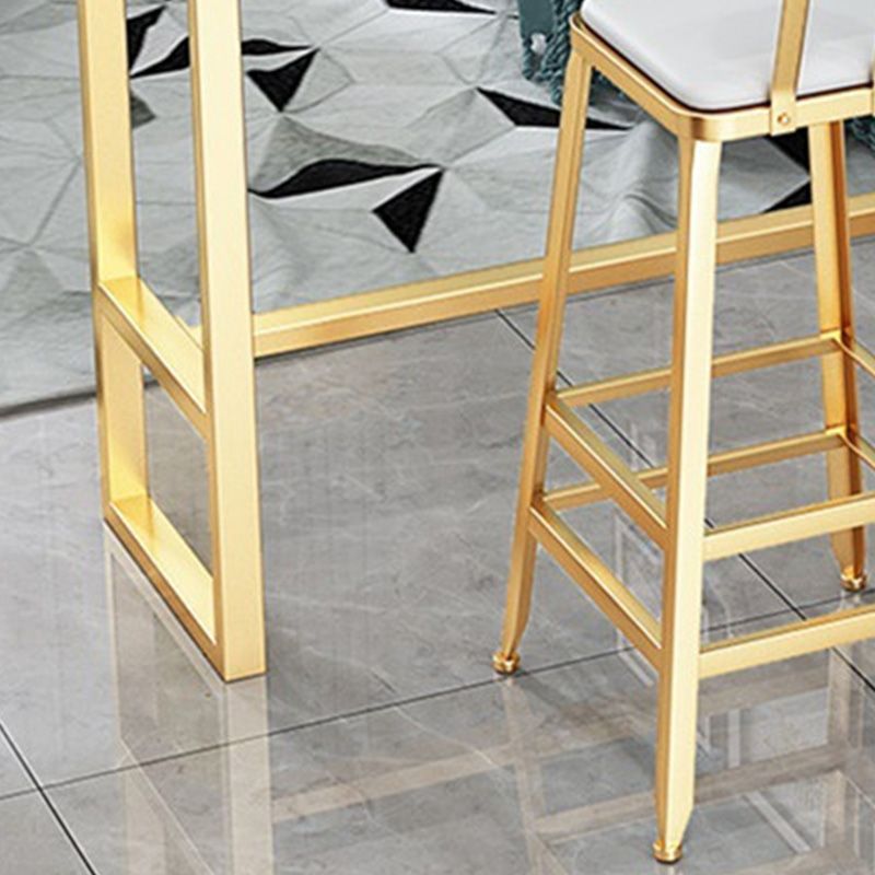 Glam Bar-height Table Faux Marble and White Bar Table for Patio Use