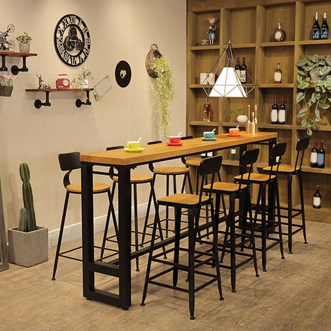 Industrial Style Solid Wood Pub Dining Set 1/2/9 Pcs Rectangular Pub Set for Home