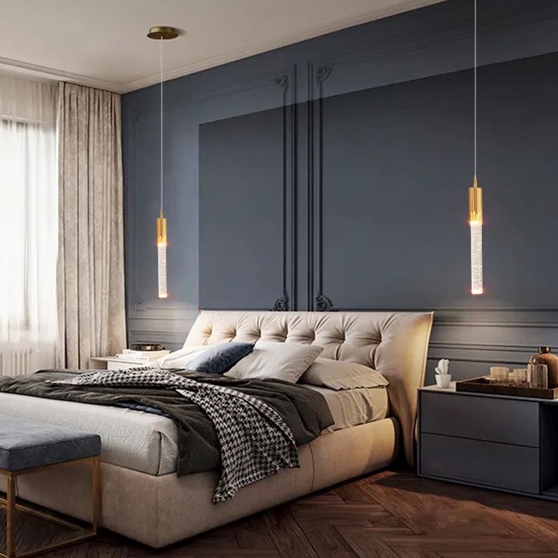 LED Crystal Chandelier Pendant Light Simple Modern Style Living Room Hanging Light Fixture