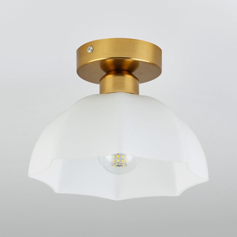 Geometric Shape Glass Flush Light Modern Style 1 Light Flush Mount Ceiling Lights in Gold