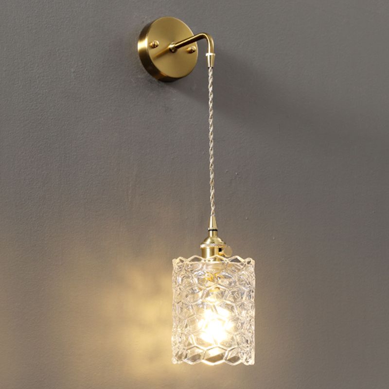 Modern Metal Flush Mount Wall Sconce 1-Light Wall Sconce Lights with Clear Glass Shade