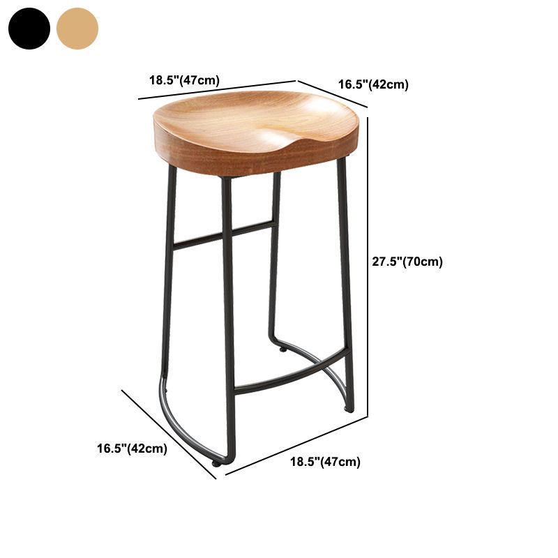 Modern Armless Backless Counter StooI Iron Cashier Bar Stool with Wooden Seat and Pedal